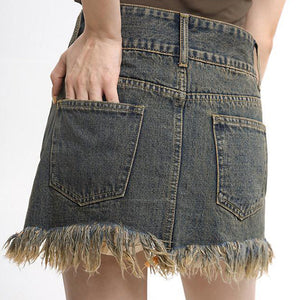 VILZSTUDIOS Worn denim skirt for contemporary streetwear style