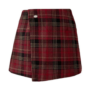 VILZSTUDIOS Grunge plaid wrap skirt with a stylish design