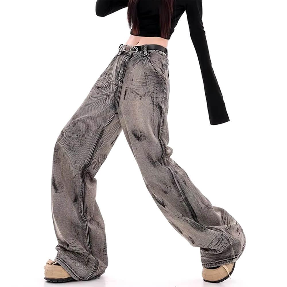 VILZSTUDIOS Distressed wide-leg jeans in gray from VILZSTUDIOS