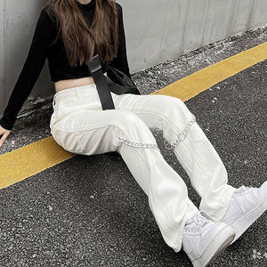 VILZSTUDIOS Grunge Vibe Chain Denim Jeans product image