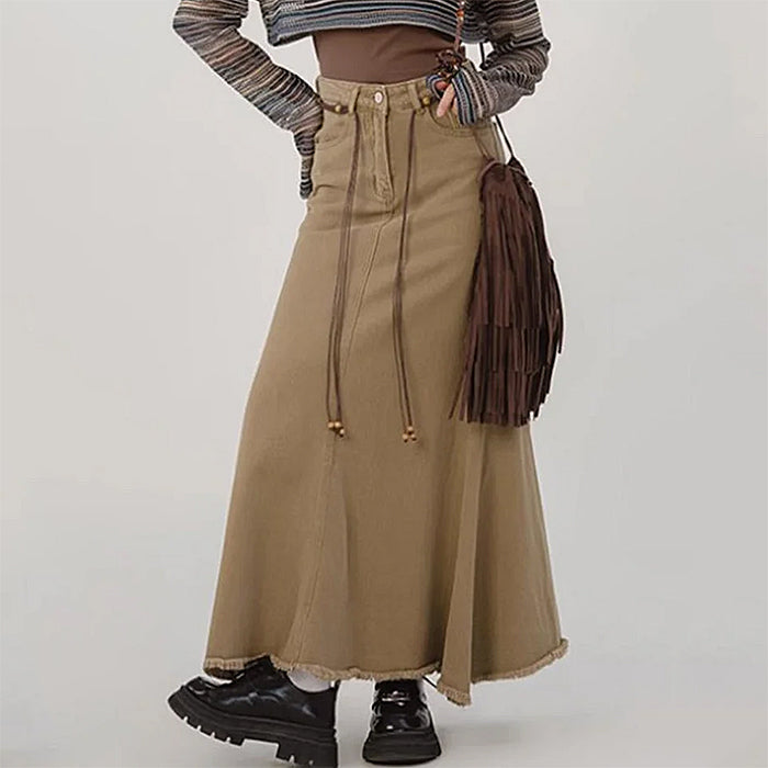 VILZSTUDIOS Denim maxi skirt for streetwear fashion