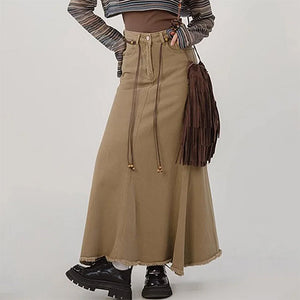 VILZSTUDIOS Denim maxi skirt for streetwear fashion