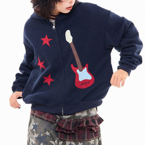 VILZSTUDIOS Bunny ears hoodie with guitar patch design