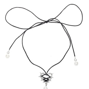 VILZSTUDIOS Stylish heart pendant bow lace necklace