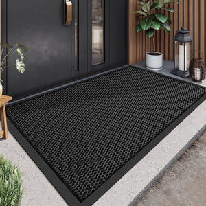 VILZSTUDIOS Black, burgundy-and-black, or red honeycomb loop door mat with a wide black border