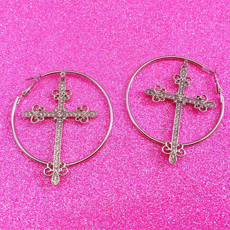 VILZSTUDIOS Stylish crystal cross hoop earrings for fashion enthusiasts
