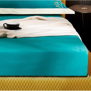 VILZSTUDIOS peach and cream satin duvet cover set with textured houndstooth borders and wide flanged edges