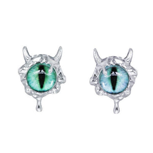 VILZSTUDIOS Stylish stud earrings with blue-green glass design