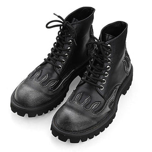 VILZSTUDIOS Combat boots with embossed flame designs and lace-up closure