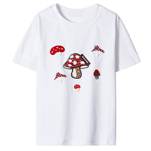 VILZSTUDIOS Indie style sequin mushroom T-shirt from VILZSTUDIOS