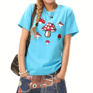 VILZSTUDIOS Indie style sequin mushroom T-shirt from VILZSTUDIOS