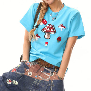 VILZSTUDIOS Indie style sequin mushroom T-shirt from VILZSTUDIOS