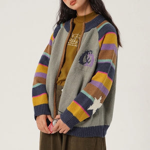 VILZSTUDIOS Colorful striped zip sweater for casual wear