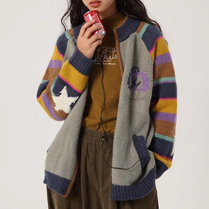 VILZSTUDIOS Colorful striped zip sweater for casual wear