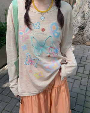 VILZSTUDIOS Indie Vibe Butterfly Long Sleeve shirt