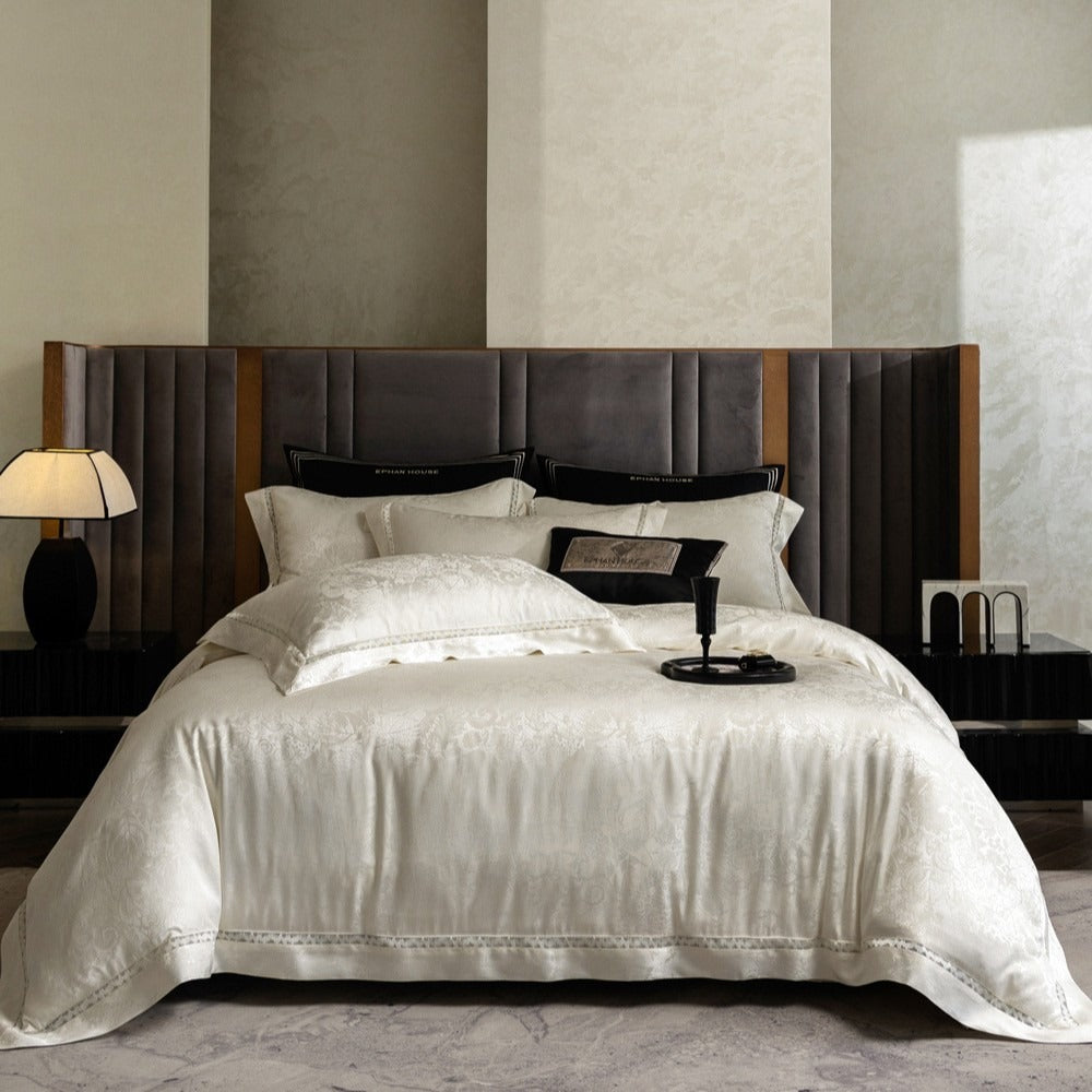 Ivory Floral Damask Bedding Set