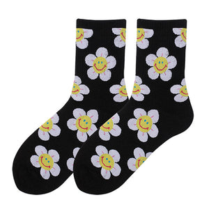 VILZSTUDIOS Stylish floral socks with a smiley design