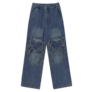 VILZSTUDIOS Stylish denim pants with unique heart design