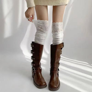 VILZSTUDIOS Stylish knee high socks with lace detailing