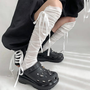 VILZSTUDIOS Knee high balletcore tie up socks from VILZSTUDIOS