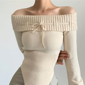 VILZSTUDIOS Y2K off-shoulder knit top for streetwear fashion