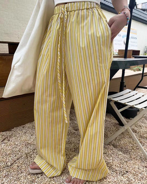 VILZSTUDIOS Laid-Back Striped Wide-Leg Pants