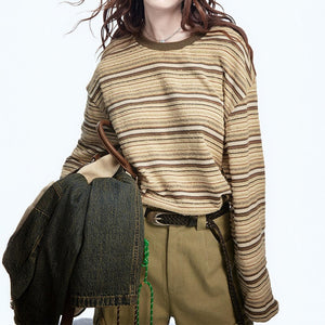 VILZSTUDIOS Striped long sleeve tee with relaxed fit