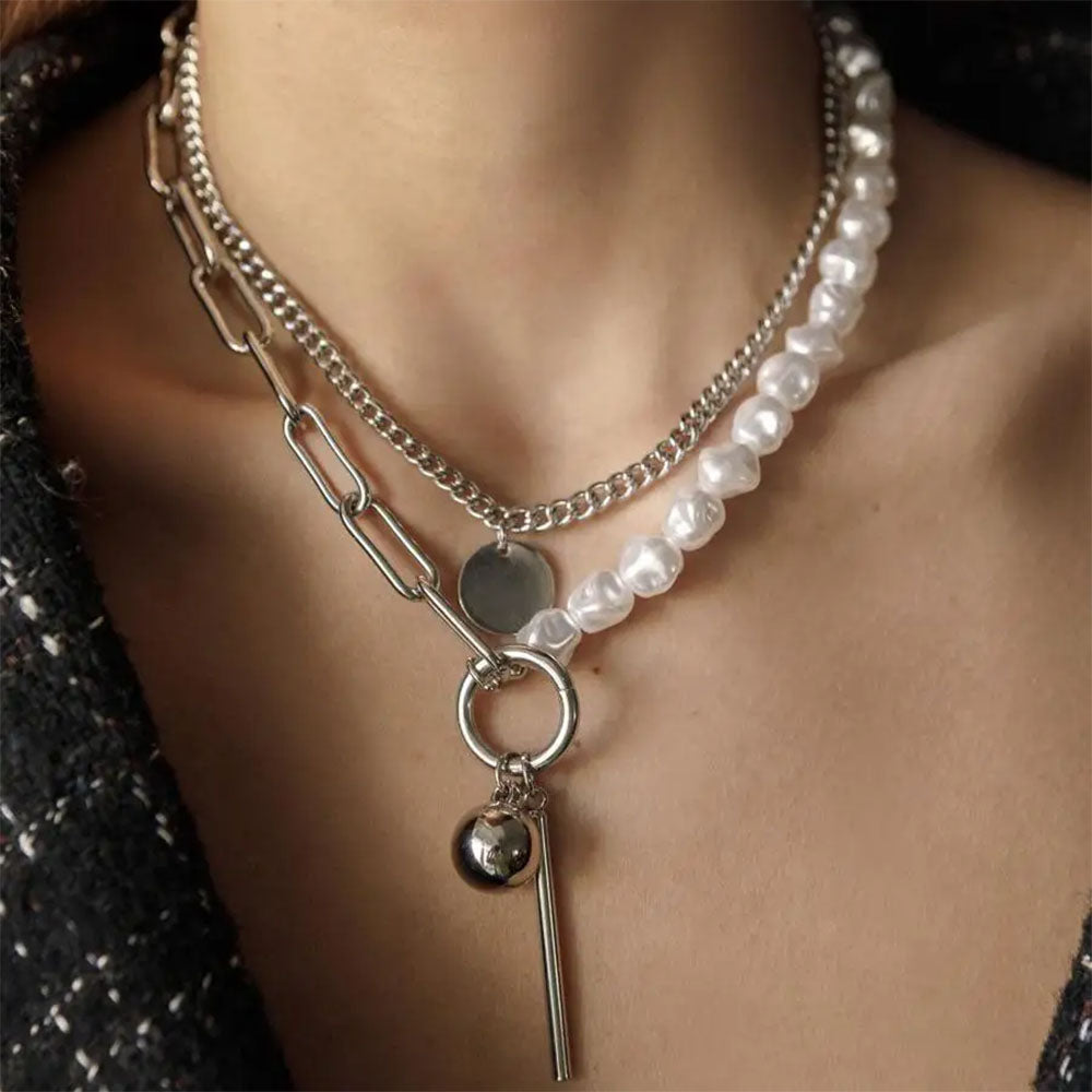 VILZSTUDIOS Layered chain pearl necklace accessory