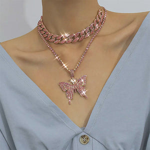 VILZSTUDIOS Rhinestone butterfly layered necklace from VILZSTUDIOS