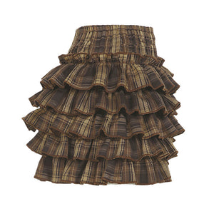 VILZSTUDIOS Layered ruffle plaid mini skirt from VILZSTUDIOS