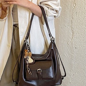 VILZSTUDIOS soft leopard charm convertible backpack