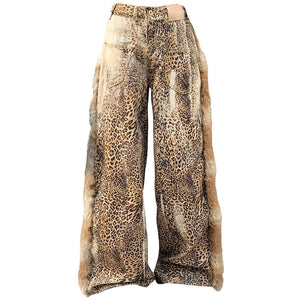VILZSTUDIOS Wide-leg trousers with leopard print design