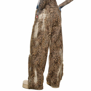 VILZSTUDIOS Wide-leg trousers with leopard print design