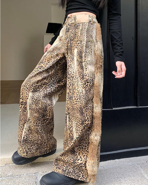 VILZSTUDIOS Wide-leg trousers with leopard print design