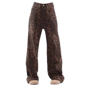 VILZSTUDIOS Leopard print relaxed fit denim jeans
