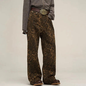 VILZSTUDIOS Leopard print relaxed fit denim jeans
