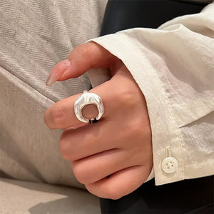 VILZSTUDIOS Adjustable crescent chunky ring from VILZSTUDIOS