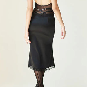 VILZSTUDIOS Luxe Bow Detail Lace Midi Skirt product image