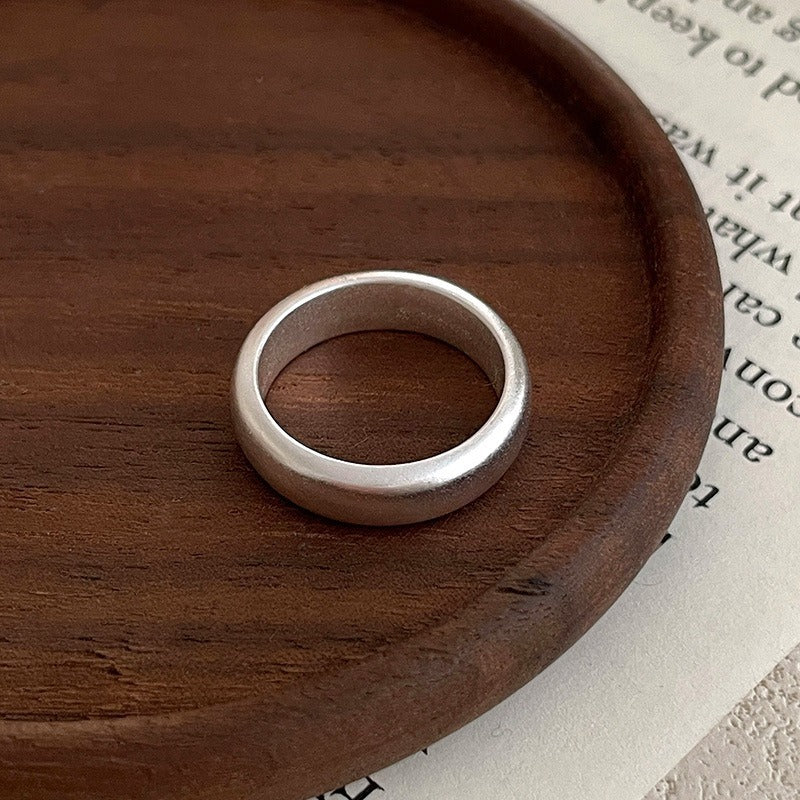 Matte Silver-Tone Band Ring