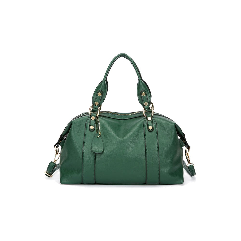 VILZSTUDIOS muted grey pebbled leather satchel bag