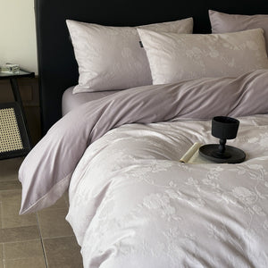 VILZSTUDIOS neutral textured jacquard duvet cover set with raised woven patterns