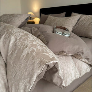 VILZSTUDIOS neutral textured jacquard duvet cover set with raised woven patterns