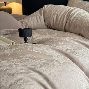 VILZSTUDIOS neutral textured jacquard duvet cover set with raised woven patterns