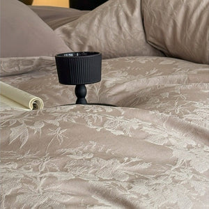 VILZSTUDIOS neutral textured jacquard duvet cover set with raised woven patterns