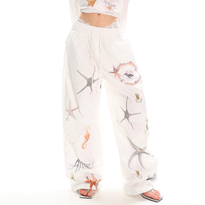 VILZSTUDIOS Oceanic graphic wide-leg trousers for casual summer wear
