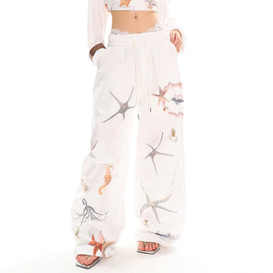 VILZSTUDIOS Oceanic graphic wide-leg trousers for casual summer wear