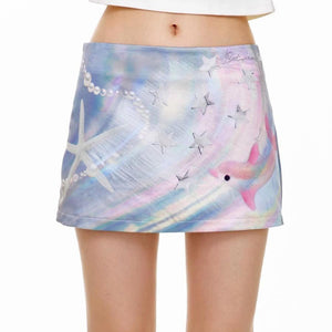 VILZSTUDIOS Stylish mini skirt with ocean-inspired print