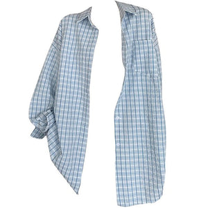 VILZSTUDIOS Oversized plaid shirt in baby blue