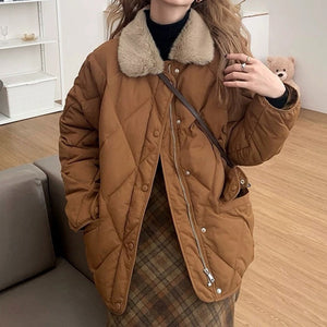 VILZSTUDIOS Stylish padded jacket with faux fur collar