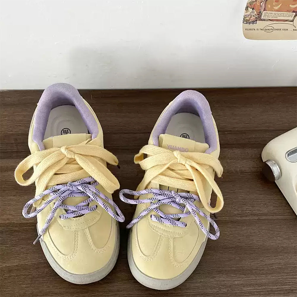 VILZSTUDIOS Fashionable pastel sneakers with lemon and lavender accents